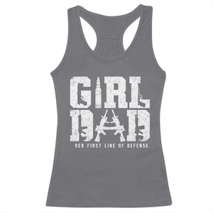 Girl Dad Racerback Tank Top Vintage Her First Line Of Defense Gun Lovers Fathers Day