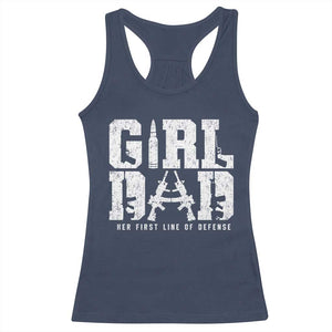 Girl Dad Racerback Tank Top Vintage Her First Line Of Defense Gun Lovers Fathers Day