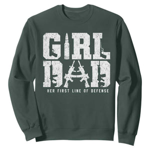 Girl Dad Sweatshirt Vintage Her First Line Of Defense Gun Lovers Fathers Day