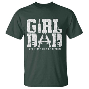 Girl Dad T Shirt Vintage Her First Line Of Defense Gun Lovers Fathers Day