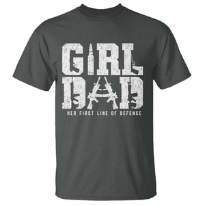 Girl Dad T Shirt Vintage Her First Line Of Defense Gun Lovers Fathers Day