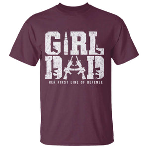 Girl Dad T Shirt Vintage Her First Line Of Defense Gun Lovers Fathers Day