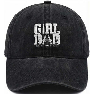 Girl Dad Washed Cotton Baseball Cap Vintage Her First Line Of Defense Gun Lovers Fathers Day