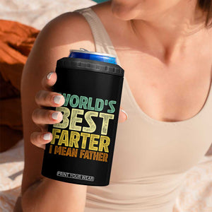 Retro World's Best Farter I Mean Father 4 in 1 Can Cooler Tumbler Gag Gift Birthday Husband Dad Fathers Day