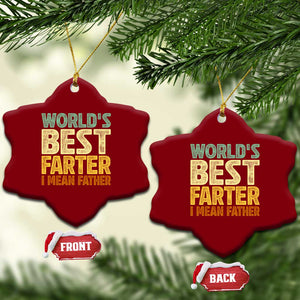 Retro World's Best Farter I Mean Father Ceramic Ornament Gag Gift Birthday Husband Dad Fathers Day
