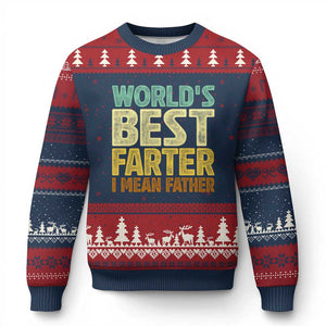 Retro World's Best Farter I Mean Father Ugly Christmas Sweater Gag Gift Birthday Husband Dad Fathers Day