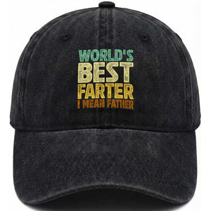Retro World's Best Farter I Mean Father Washed Cotton Baseball Cap Gag Gift Birthday Husband Dad Fathers Day