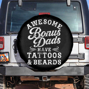 Funny Stepdad Spare Tire Cover Awesome Bonus Dads Have Tattoos And Beards TS10 No hole Black Print Your Wear