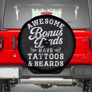 Funny Stepdad Spare Tire Cover Awesome Bonus Dads Have Tattoos And Beards TS10 Black Print Your Wear