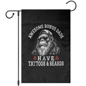 Funny Bigfoot Stepdad Garden Flag Awesome Bonus Dads Have Tattoos And Beards TS10 Black Print Your Wear