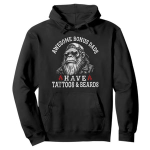 Funny Bigfoot Stepdad Hoodie Awesome Bonus Dads Have Tattoos And Beards TS10 Black Print Your Wear