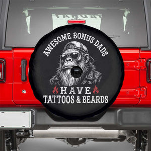 Funny Bigfoot Stepdad Spare Tire Cover Awesome Bonus Dads Have Tattoos And Beards TS10 Black Print Your Wear