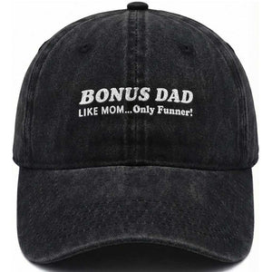 Funny Stepdad Washed Cotton Baseball Cap Bonus Dad Like Mom Only Funner Fathers Day