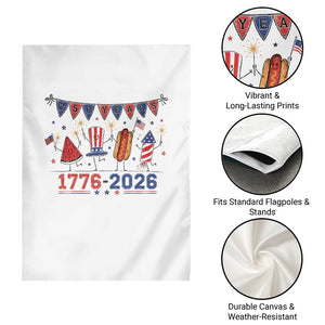 250th Anniversary USA Garden Flag Patriotic Watermelon Hotdog Firework 250 Years American 1776 2026 250th 4th July
