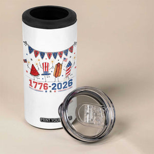 250th Anniversary USA 4 in 1 Can Cooler Tumbler Patriotic Watermelon Hotdog Firework 250 Years American 1776 2026 250th 4th July