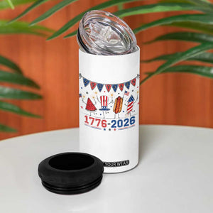 250th Anniversary USA 4 in 1 Can Cooler Tumbler Patriotic Watermelon Hotdog Firework 250 Years American 1776 2026 250th 4th July