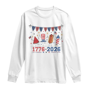 250th Anniversary USA Long Sleeve Shirt Patriotic Watermelon Hotdog Firework 250 Years American 1776 2026 250th 4th July