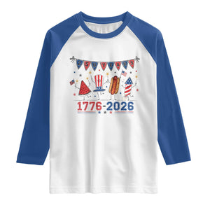 250th Anniversary USA Raglan Shirt Patriotic Watermelon Hotdog Firework 250 Years American 1776 2026 250th 4th July