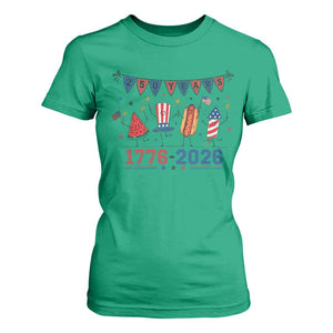 250th Anniversary USA T Shirt For Women Patriotic Watermelon Hotdog Firework 250 Years American 1776 2026 250th 4th July