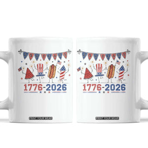 250th Anniversary USA Coffee Mug Patriotic Watermelon Hotdog Firework 250 Years American 1776 2026 250th 4th July