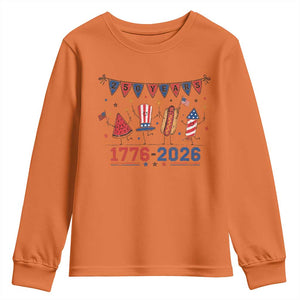 250th Anniversary USA Youth Sweatshirt Patriotic Watermelon Hotdog Firework 250 Years American 1776 2026 250th 4th July