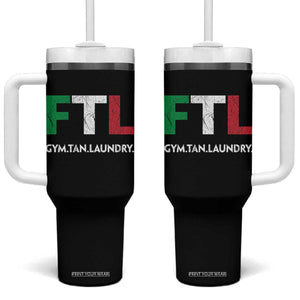 Gym Tan Laundry GTL Italian Flag Tumbler With Handle TS10 One Size: 40 oz Black Print Your Wear