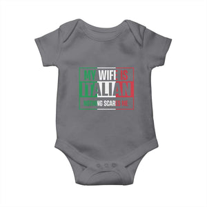 My Wife is Italian Nothing Scares Me Baby Onesie Funny Husband Italia Flag TS10 Charcoal Print Your Wear