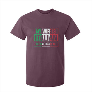 My Wife is Italian Nothing Scares Me T Shirt For Kid Funny Husband Italia Flag TS10 Maroon Print Your Wear
