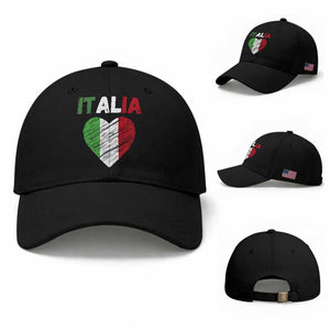 Italian Flag Heart Baseball Cap Retro Vintage Italia Graphic