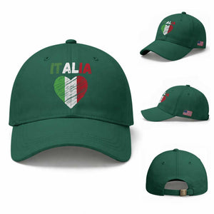 Italian Flag Heart Baseball Cap Retro Vintage Italia Graphic