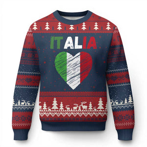 Italian Flag Heart Ugly Christmas Sweater Retro Vintage Italia Graphic