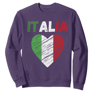 Italian Flag Heart Sweatshirt Retro Vintage Italia Graphic