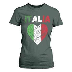 Italian Flag Heart T Shirt For Women Retro Vintage Italia Graphic