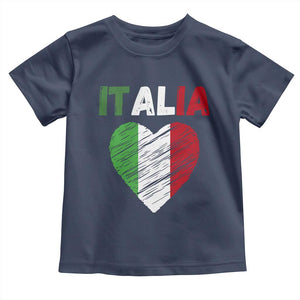 Italian Flag Heart Toddler T Shirt Retro Vintage Italia Graphic