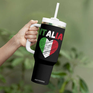 Italian Flag Heart Tumbler With Handle Retro Vintage Italia Graphic