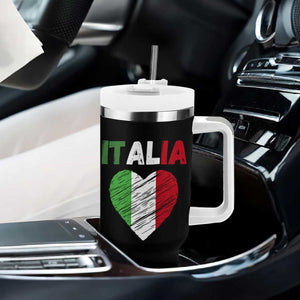 Italian Flag Heart Tumbler With Handle Retro Vintage Italia Graphic