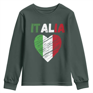 Italian Flag Heart Youth Sweatshirt Retro Vintage Italia Graphic