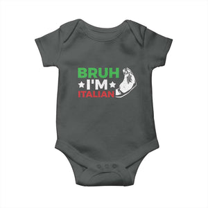 Bruh Im Italian Baby Onesie Italy Flag Italian Festival Funny Italian TS10 Dark Heather Print Your Wear
