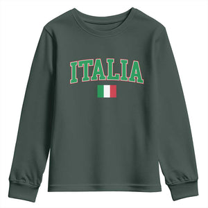 Vintage Italia Youth Sweatshirt Print Retro Varsity Italian Apparel TS10 Dark Forest Green Print Your Wear