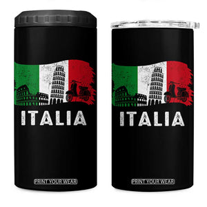 Italian Flag 4 in 1 Can Cooler Tumbler Distressed Style Pisa Tower Colosseum Classic Scooter TS10 One Size: 16 oz Black Print Your Wear