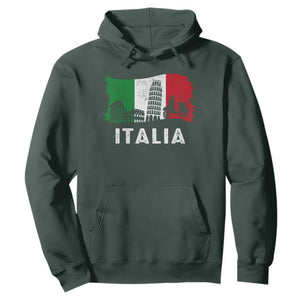 Italian Flag Hoodie Distressed Style Pisa Tower Colosseum Classic Scooter TS10 Dark Forest Green Print Your Wear