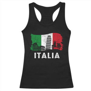 Italian Flag Racerback Tank Top Distressed Style Pisa Tower Colosseum Classic Scooter TS10 Black Print Your Wear