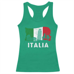 Italian Flag Racerback Tank Top Distressed Style Pisa Tower Colosseum Classic Scooter TS10 Irish Green Print Your Wear