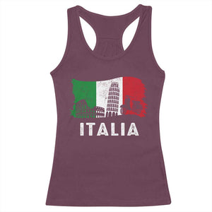 Italian Flag Racerback Tank Top Distressed Style Pisa Tower Colosseum Classic Scooter TS10 Maroon Print Your Wear