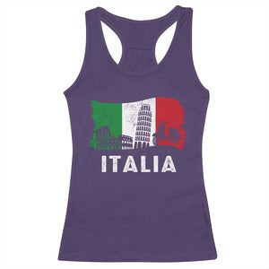 Italian Flag Racerback Tank Top Distressed Style Pisa Tower Colosseum Classic Scooter TS10 Purple Print Your Wear