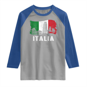 Italian Flag Raglan Shirt Distressed Style Pisa Tower Colosseum Classic Scooter TS10 Sport Gray Royal Print Your Wear