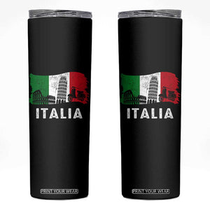 Italian Flag Skinny Tumbler Distressed Style Pisa Tower Colosseum Classic Scooter TS10 Black Print Your Wear