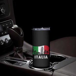 Italian Flag Skinny Tumbler Distressed Style Pisa Tower Colosseum Classic Scooter TS10 Print Your Wear