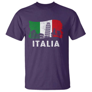 Italian Flag T Shirt Distressed Style Pisa Tower Colosseum Classic Scooter TS10 Purple Print Your Wear