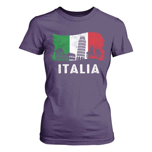 Italian Flag T Shirt For Women Distressed Style Pisa Tower Colosseum Classic Scooter TS10 Purple Print Your Wear